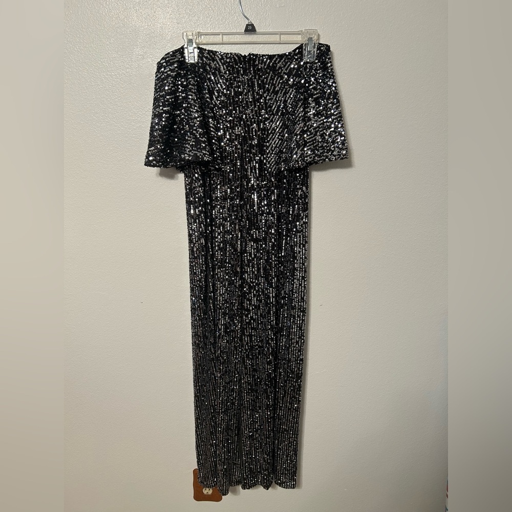 Bebe Black Sequin Strapless Jumpsuit Size M Y2K Glam Party Bachelorette Night - Picture 4 of 9